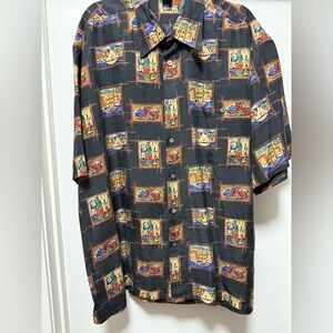 Men's 100% Silk Riscatto button up shirt size XL